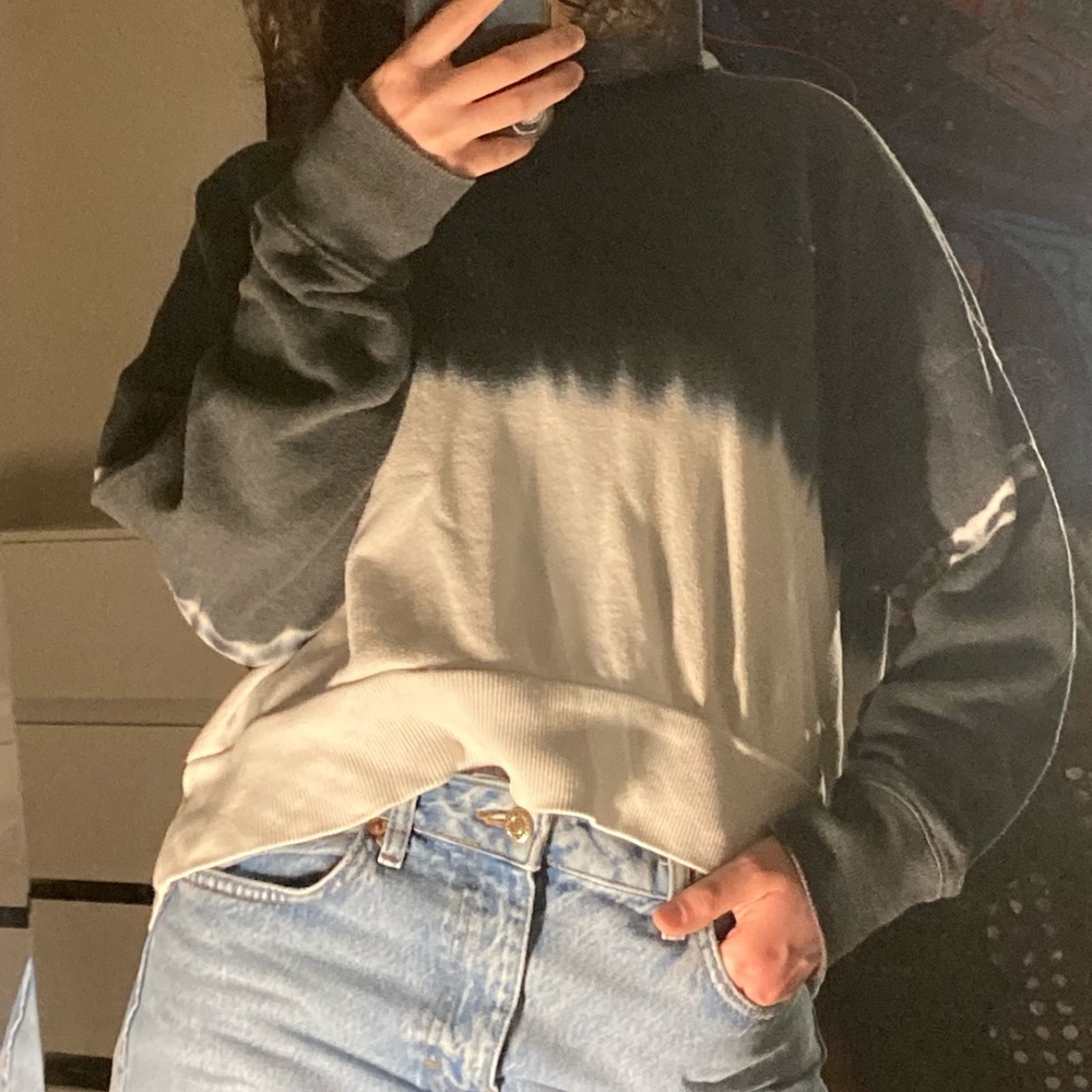 grey and white tie die hoodie